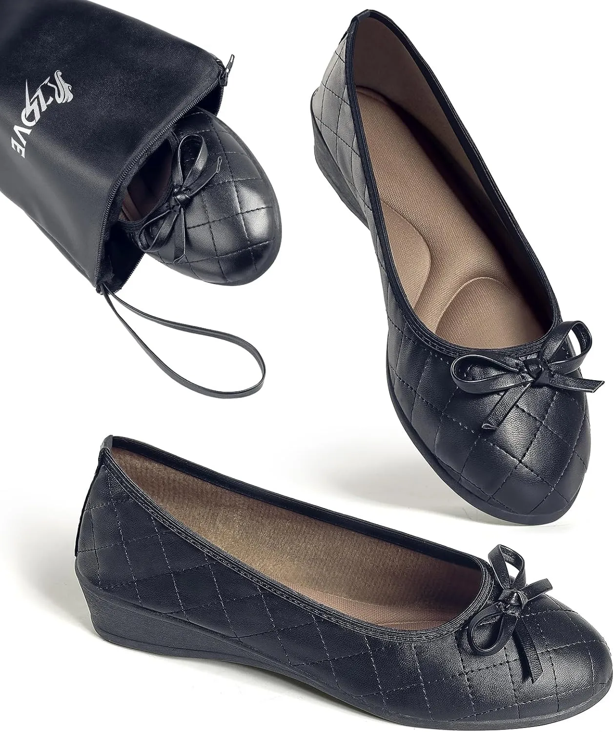 ZOVE Dress Shoes for Women Casual Comfortable Dress Flats Ballet Low Wedge Work Shoes