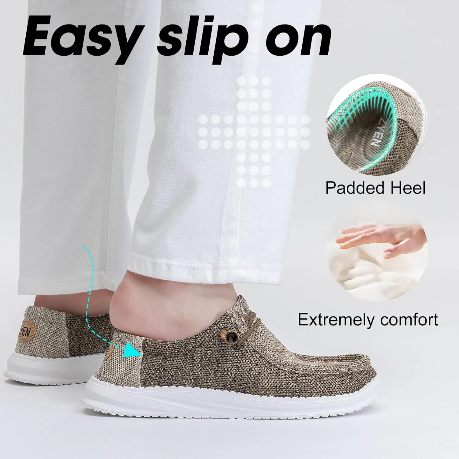 ZYEN Slip On Loafers for Men Arch Support Casual Shoes Comfortable Lightweight Walking Shoes 8802 Size 6-16